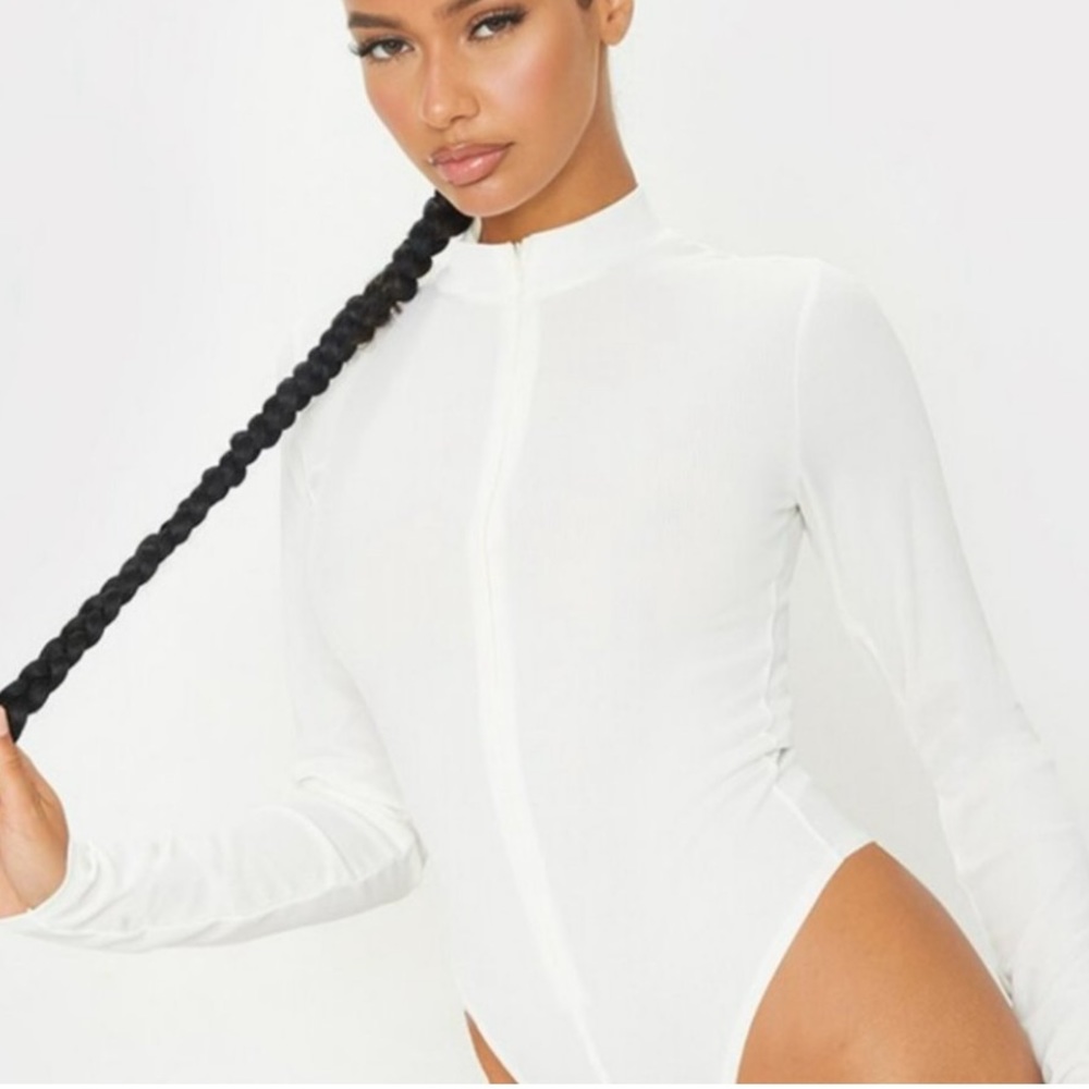 Prettylittlething White zip bodysuit